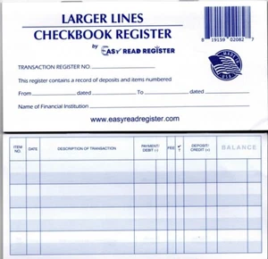 10 Larger Lines Checkbook Registers 2024-2025-2026 Calendars Check Book Bank - Picture 1 of 6