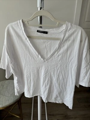 Nasty Gal Collection Cropped T-Shirt in White Size M — 第 1/4 张图片