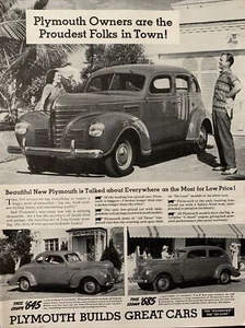1939 vintage Plymouth print ad. Plymouth Owners Are The Proudest Folks In Town! - Picture 1 of 1