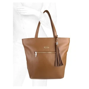 Onna Ehrlich Carrie Tote Satchel Handtasche Schulter beige hellbraun Biscotti Staubbeutel - Bild 1 von 12