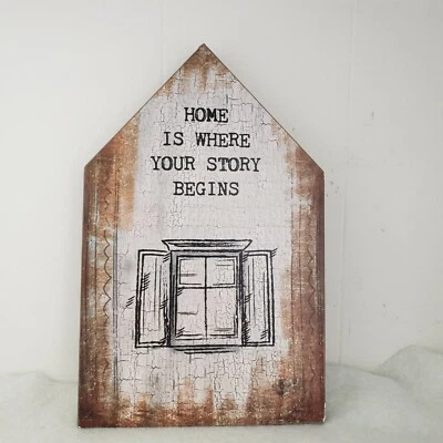 Message Plaque Home Is Where Your Story Begins Rustic Primitive Country Farm - Image 1 of 4