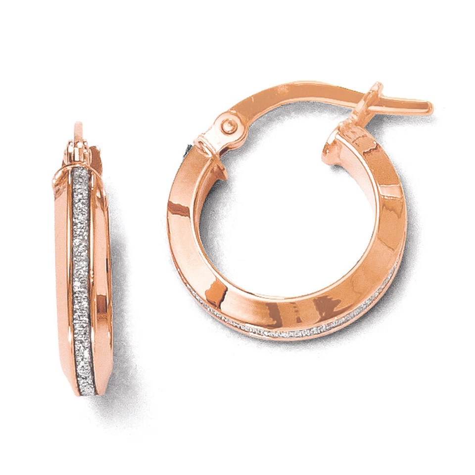 Leslie's 14k Rose Gold Polished Glimmer Infused Hoop Earrings LE876