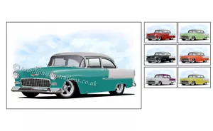 Calamita frigo Chevrolet 1955 Chevy auto d'epoca idea regalo. Colore a scelta - Foto 1 di 8