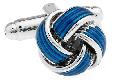 Gemelos Nudo Azul Plata Boda Elegante Caja de Regalo Envío Gratis EE. UU. Foto 1 de 3