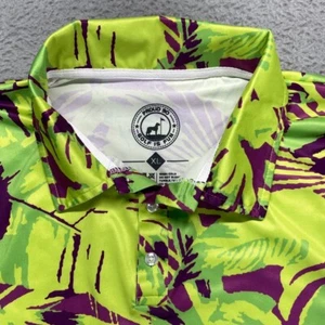 Proud 90 Wild Palms Golf Polo Shirt Men XL Neon Green Short Sleeve Soft Stretch - Picture 1 of 9