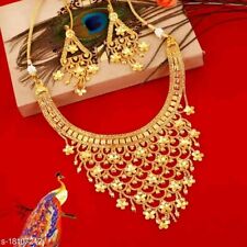 Indian Gold Plated Bollywood Wedding Ethnic Necklace Earrings Jewelry Set