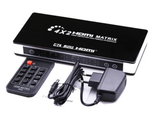 4x2 HDMI Switch Matrix 4K 3D Audio Video Converter Splitter Laptop To TV Monitor - Picture 1 of 15