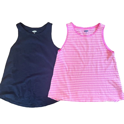 Old Navy Everyday Tank Tops Set of Two Pink Black XSP NEW Summer Vacation Gym - Image 1 of 4
