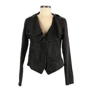 Cabi Moto Charcoal Gray Waxed 100% Linen Jacket Size M - Picture 1 of 10