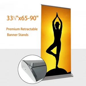 Trade Show 33 ½"x65-90" Premium Retractable Banner Stands,with Padded Canvas Bag - Imagen 1 de 10