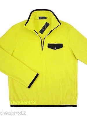 Men's Polo Ralph Lauren Yellow FLEECE Sweatshirt Zip Mockneck Pullover Sweater - Image 1 of 4