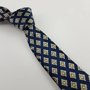 Kai Long Navy Blue Geometric Men's Silk Tie High Quality 56 1/2 4 - Bild 1 von 4