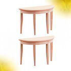  2 Pcs Wooden Bamboo Mini Furniture Doll House Desk Chair Miniture