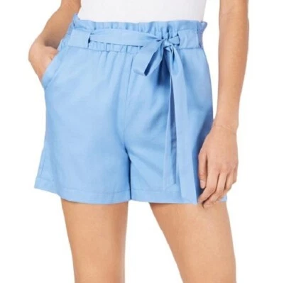 Maison Jules Women L Twinkle Blue Pockets Paper Bag Waist Self Tie Shorts NWT - Image 1 of 4