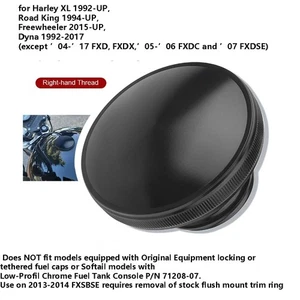 Black Fuel Oil Gas Cap Tank Cover For Harley Softail Dyna Sportster 883 1200 XL - Picture 1 of 10