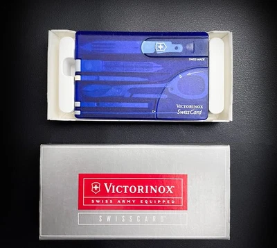 Victorinox 瑞士卡片半透明蓝色 EDC 刀剪刀文件镊子 — 第 1/3 张图片