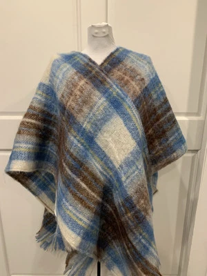 Vintage Creagaran Plaid Mohair Wool Blend Wrap Shawl 45” X 66” Made In Scotland - Image 1 of 4
