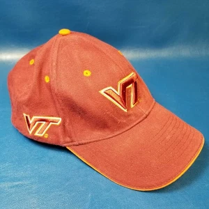 Virginia Tech Hokies Maroon VT Logo Adjustable Baseball Hat Cap Embroidered Cott - Picture 1 of 7