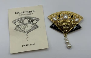 Edgar Berebi Paris 1898 Fan Face Brosche Anstecknadel Accessoire Limited Edition *LESEN* - Bild 1 von 11