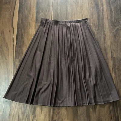 Falda plisada acordeón marrón vintage talla 11/12 poliéster oscuro academia hecha en EE. UU. Foto 1 de 4