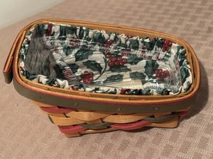 Longaberger Santa's Little Helper Schlittenkorb mit Holly Berry Liner Schutz 6" - Bild 1 von 9