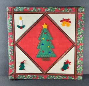 Álbum de fotos de Navidad vintage cubierta de tela fieltro árbol vacaciones álbum de recortes - Imagen 1 de 11