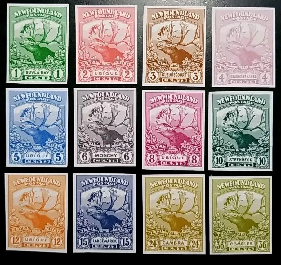 Newfoundland Stamps #115a-126a 1919 "Trail of the Caribou" Replica Set Canada - Image 1 of 2