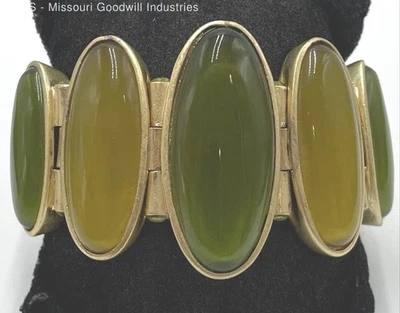 8" Lia Sophia Kiam Family Green/Yellow Cat's Eye Bracelet - 137.47 Grams - Image 1 of 4