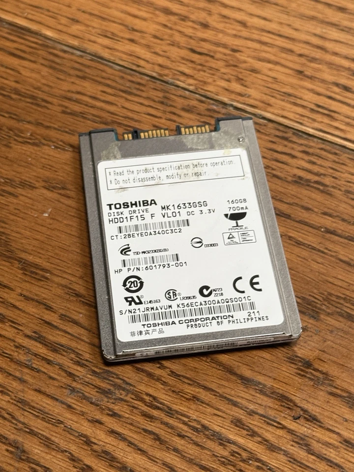 Toshiba 1.8" 160GB MK1633GSG mSATA HDD 5400 rpm 8MB Laptop Micro SATA - Image 1 of 4