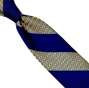 Robert Talbott ESTATE 100% Silk Woven Gold/Navy Stripe Tie NEW $195 - Picture 1 of 3