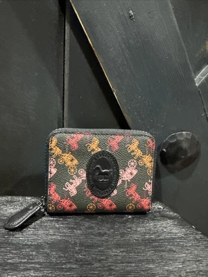 COACH Leather Horse & Carriage Monogram Logo Zip Around Wallet Black Multi NEW - Image 1 of 4