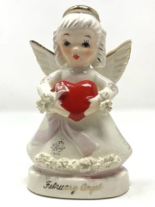 Vintage Napco Japan Februar Geburtstag Engel Figur Valentinstag A1362 Spaghetti - Bild 1 von 11
