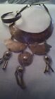 OLD HAND POUNDED* ONE OF A KIND*  ETCHED METAL NECKLACE BRACELET SET INDIA 