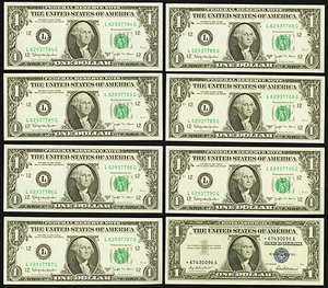 Lot of 8: 1957 Star Notes .1963B $1 Bill. A High Grade Group of Small Size. - Picture 1 of 2
