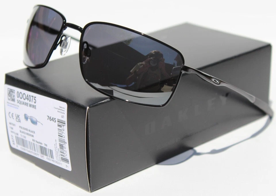 Oakley Sunglasses Square Wire Oo4075 407501 60mm Polished Black Iridium