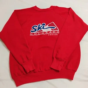 Sudadera vintage Ski Colorado Denver talla mediana bordada/pulóver rojo - Imagen 1 de 9
