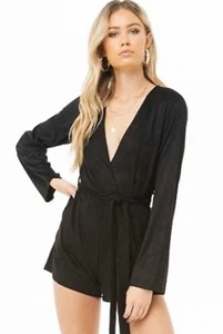 Forever 21 Rompente con cintura in finta pelle scamosciata nera taglia M NUOVO - Foto 1 di 1