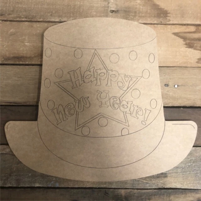Sombrero Feliz Año Nuevo con Estrella, Pintura por Línea, Grabado Pintable Artesanía Hágalo Usted Mismo Foto 1 de 1