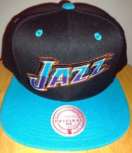 Utah Jazz Black Snapback Mitchell & Ness NBA Hat Hardwood Classics Cap Retro USA - Picture 1 of 9