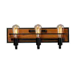 Maxim Rustic Black Forest with Steel Wood 3-light LED Vanity Light NOB E26 Bulbs