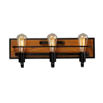 Maxim Rustic Black Forest with Steel Wood 3-light LED Vanity Light NOB E26 Bulbs - Image 1 of 4