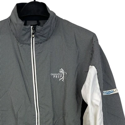 FootJoy DRYJOYS Mens M HydroLite Rain Jacket Creighton Prep Black White Zip - Image 1 of 4