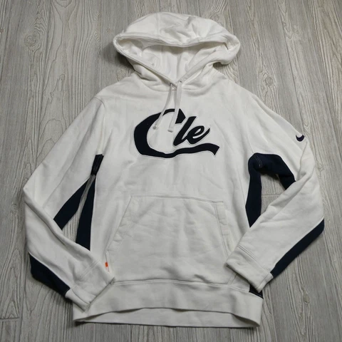 Nike NBA Hoodie Cleveland Cavaliers Size Small White Blue Hooded Sweatshirt Cover