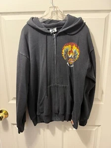 Harley Davidson Motorcycles Lee Hoodie Men's Large Black Full Zip Long Sleeve - Picture 1 of 6