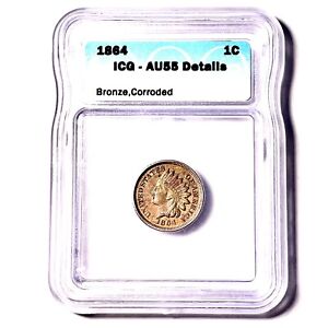 1864 ICGS AU55 Details Bronze Indian Head Cent - Still Nice!