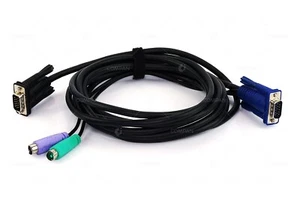 940-0245 APC VGA MALE TO VGA MALE WITH MOUSE AND KAYBOARD PLUG KVM CABLE 3.65M - Picture 1 of 6