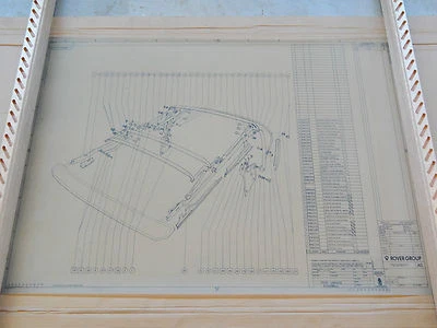 1990 CIRCA DISEGNO TECNICO CAPOTE ROVER CABRIOLET CABRIO SERIE 200 - Immagine 1 di 4