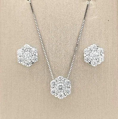 PARURE PUNTO LUCE CON ORECCHINI IN ORO BIANCO 18 CT 750 E ZIRCONI MADE IN ITALY - Immagine 1 di 4