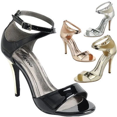 Nuevo Sandalia de salón de vestir de tacón alto con correa al tobillo cruzada punta abierta para mujer Foto 1 de 3