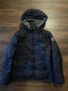 Boys Abercrombie & Fitch Fur Lined Hooded Puffer Jacket Black Size 9/10 - Picture 1 of 5